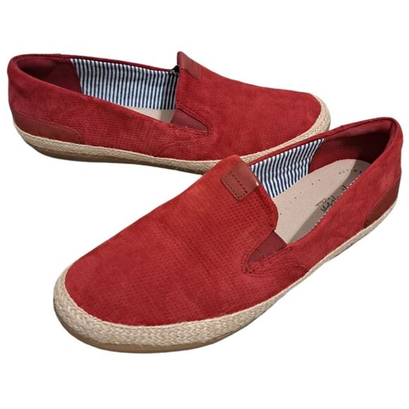Clark's Collection Ultimate Comfort Espadrille Leather Suede Slip On Shoes Sz 9 - Picture 5 of 17